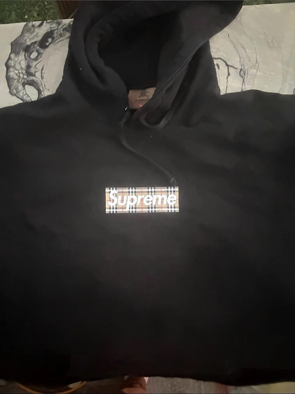 Supreme/Burberry Black XL Hoodie